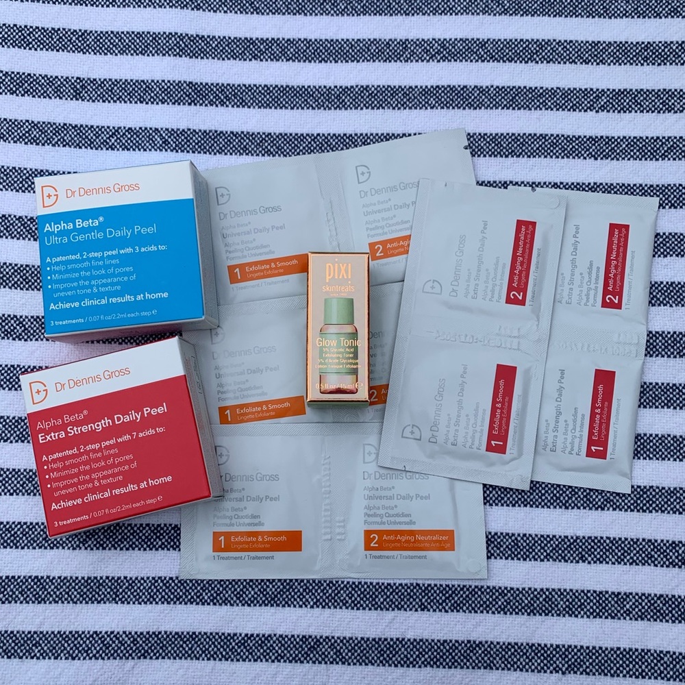 Dr Dennis Gross Exfoliating Peel Pads (total of 11) + Mini Pixi Glow Tonic